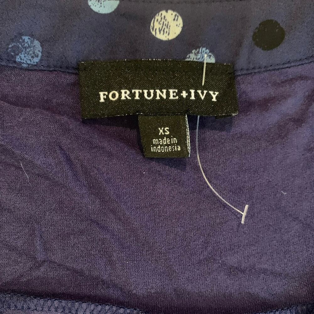 NWOT Fortune + Ivy Stitch Fix | Navy Polka Dot V-neck 3/4 Sleeve Top Blouse | XS - Picture 5 of 9